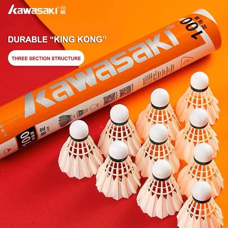 Badminton Nylon Shuttlecock - Kawasaki キングコング 100/500 フェザー羽根バドミントンクラブ & トレーニングラケットスポーツスピード