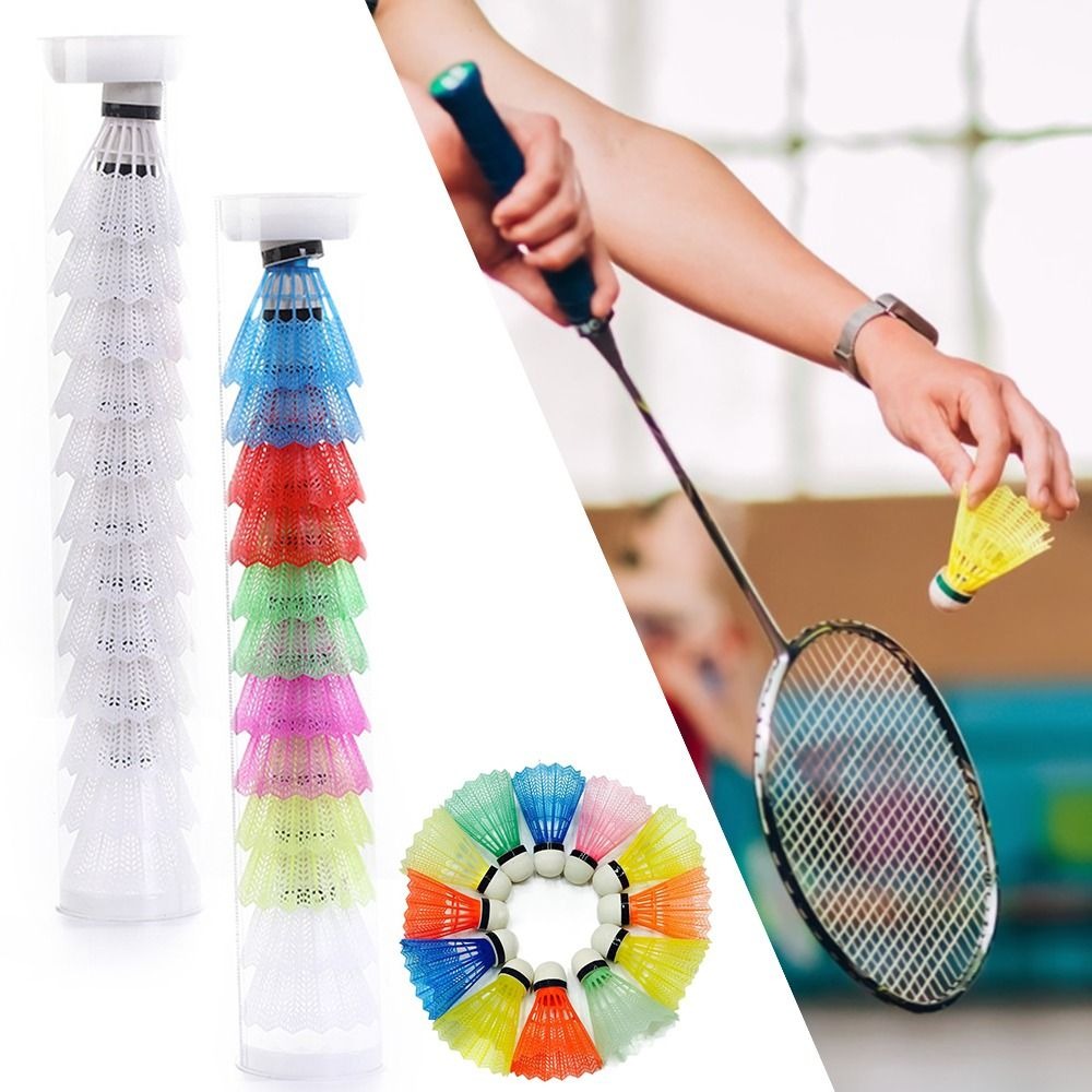 Badminton Nylon Shuttlecock - 6/12 個防風バドミントンフォームボールヘッドマルチカラープラスチック羽根ボール耐風性スポーツ用品
