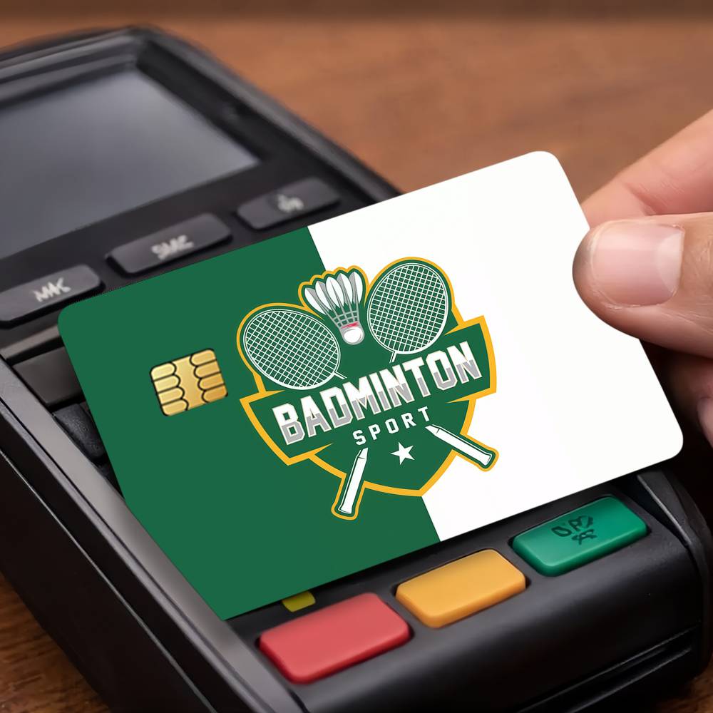 Badminton Logo - ファッションバドミントンロゴクレジットカード公共交通カード保護ステッカー防水カード表面装飾 4 個
