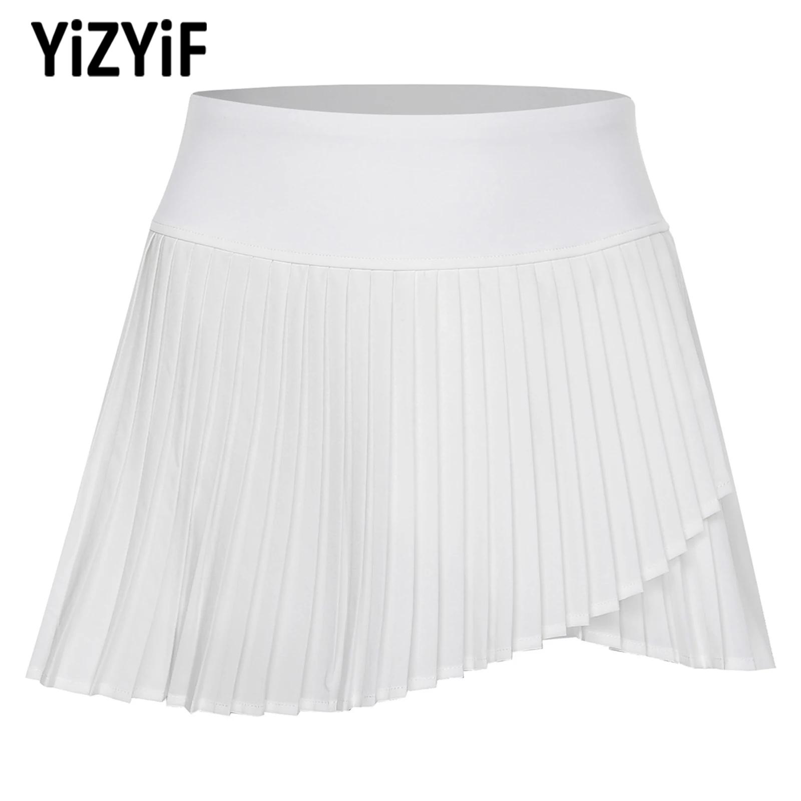 Badminton Xxl - 速乾性バドミントンテニススカート レディース フェイクツーピース ストレッチアスレチックゴルフスカート 非対称裾スプリットプリーツスカート