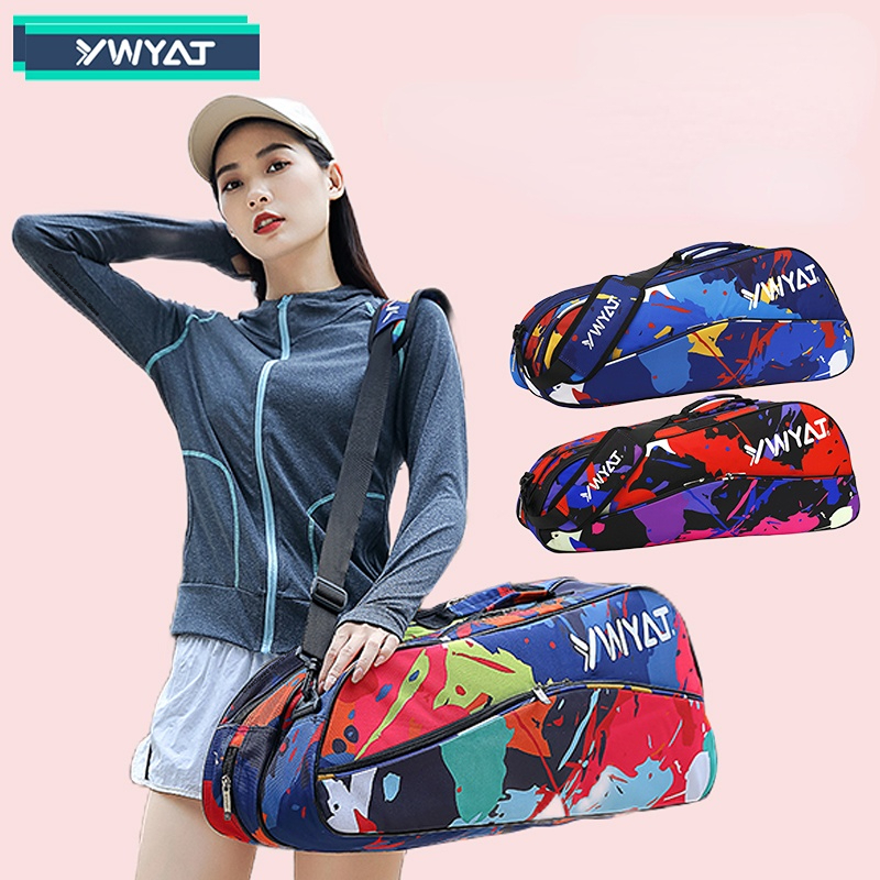 Badminton Xxl - オリジナル本物のバドミントンバッグ 3 バドミントンラケット用大容量ダブルコンパートメントラケットスポーツバッグテニスバッグ