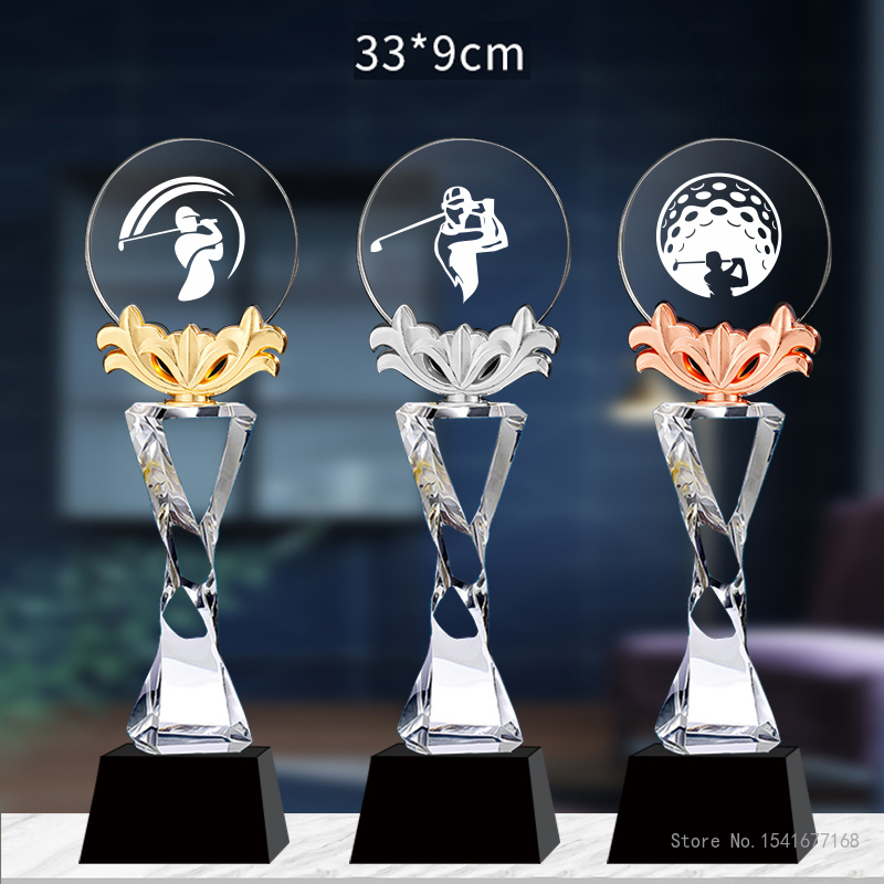 カスタマイズされたハイエンドゴルフクリスタルトロフィー,クリ - Badminton Cup のレビューと価格