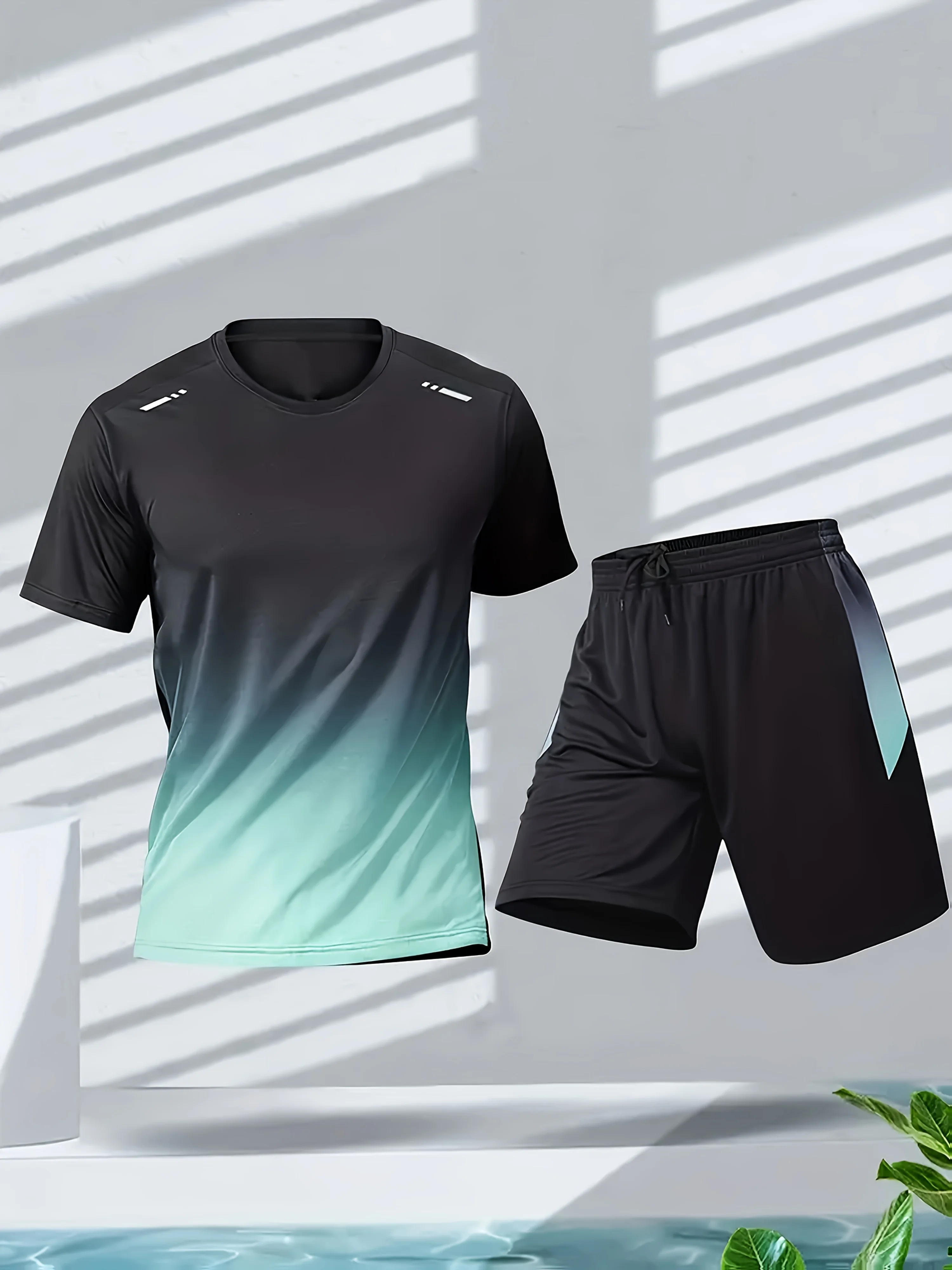 メンズスポーツウェア、アイスシルク半袖とショートパンツのラン - Badminton Png のレビューと価格