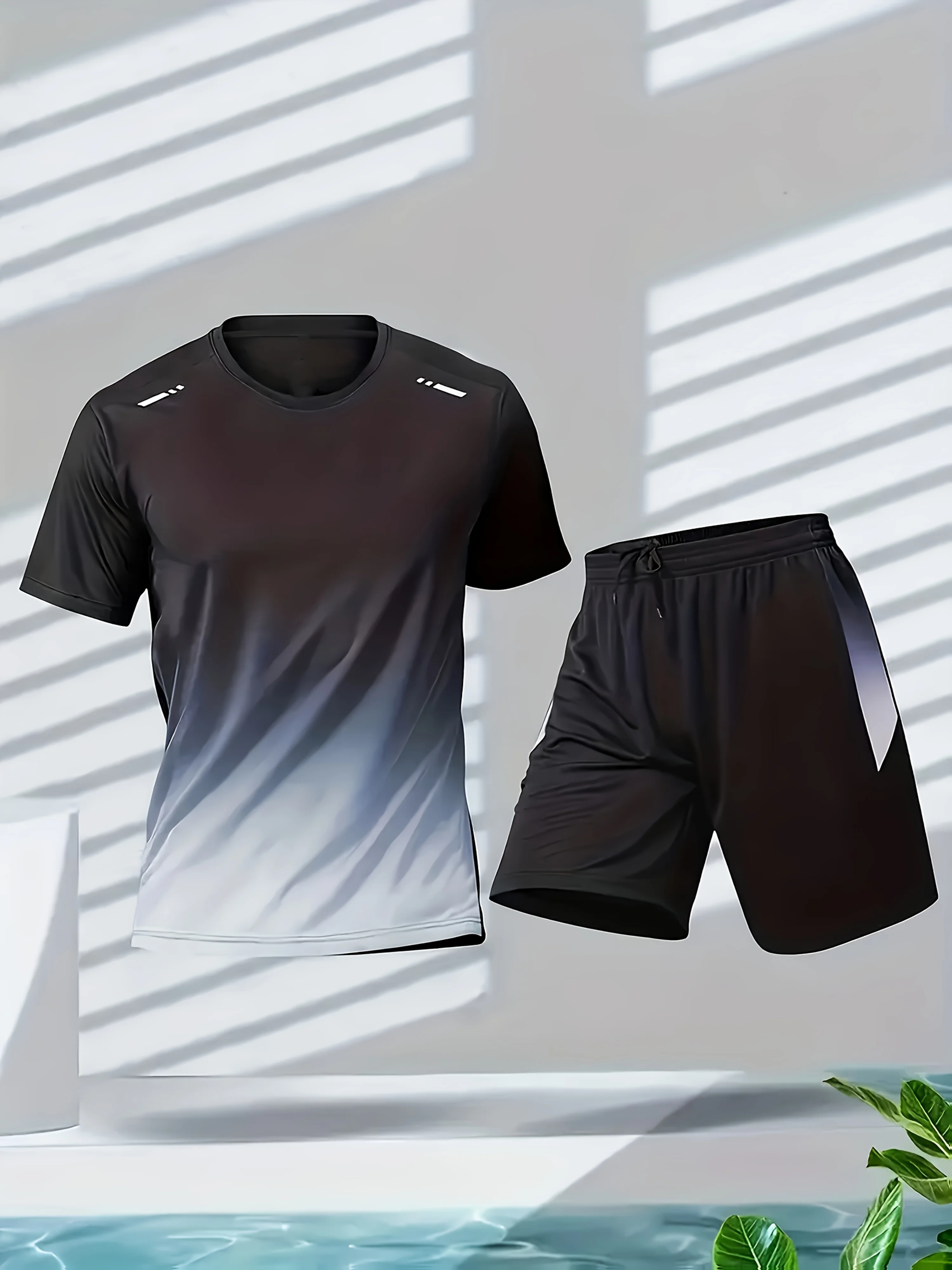 メンズスポーツウェア、アイスシルク半袖とショートパンツのラン - Badminton Png のレビューと価格