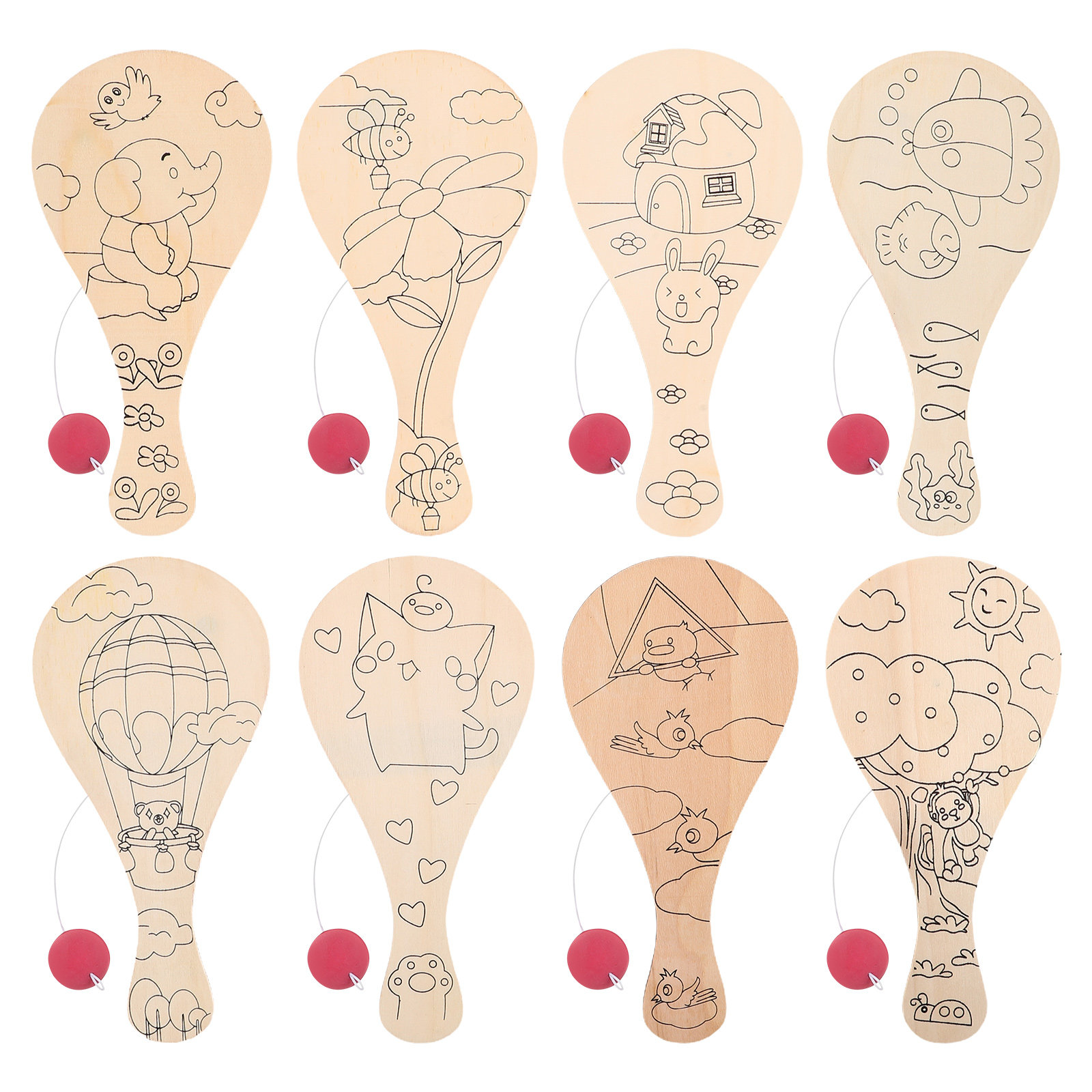 8個入り DIY木製パドルクラフト 子供用 未塗装卓球ラケッ - Badminton League のレビューと価格